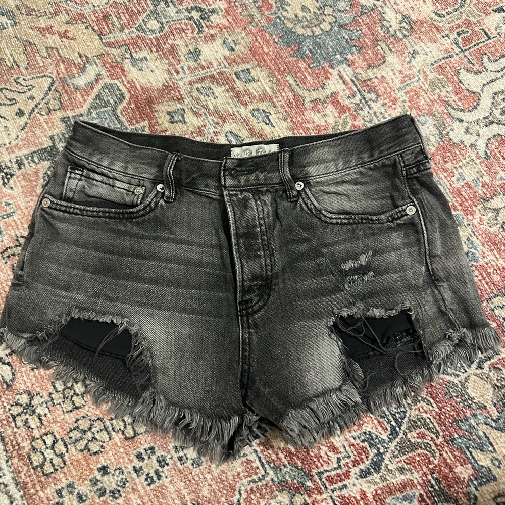 We The Free Distressed Gray Denim Shorts Size 29